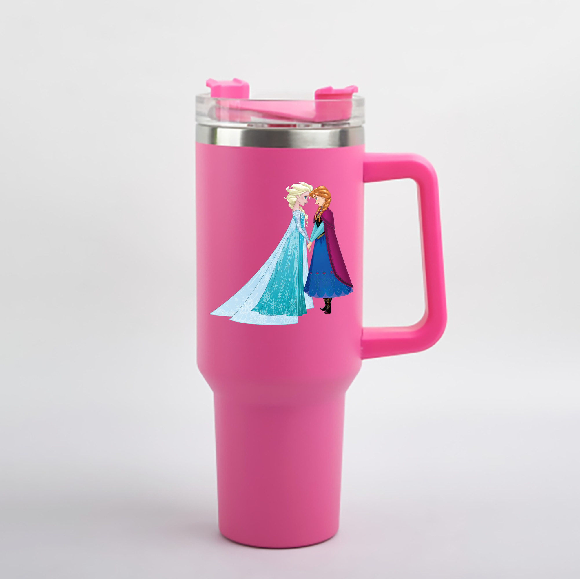 （画像用） アナと雪の女王 アンナ エルサ Frozen Anna Elsa 1200mL車用タンブラー - クリスタルステッカー（プラスチックストロー付き）